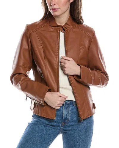 Rene Lion Moto Jacket In Brown