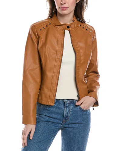 Rene Lion Moto Jacket In Brown