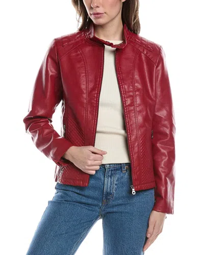 Rene Lion Moto Jacket In Burgundy