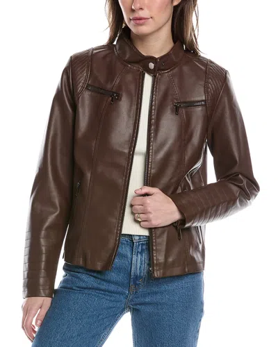 Rene Lion Moto Jacket In Brown