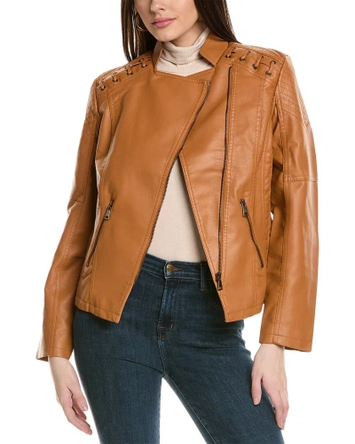 Rene Lion Moto Jacket In Brown