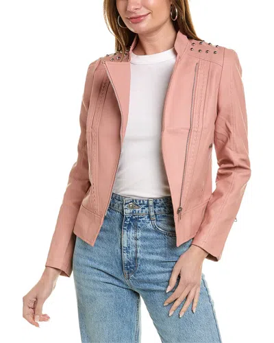 Rene Lion Moto Jacket In Pink