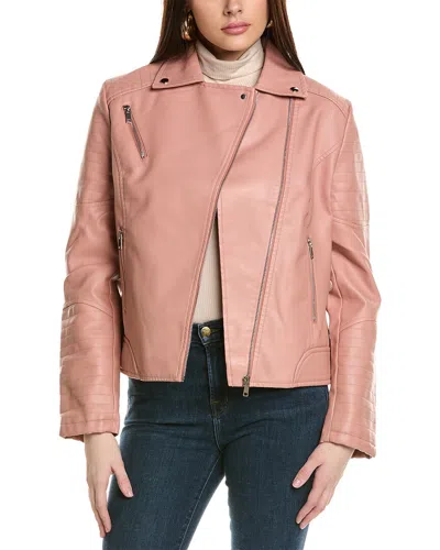 Rene Lion Moto Jacket In Pink