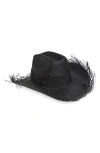 René Mantilla, New York Fringe Toquila Palm Straw Cowboy Hat In Black