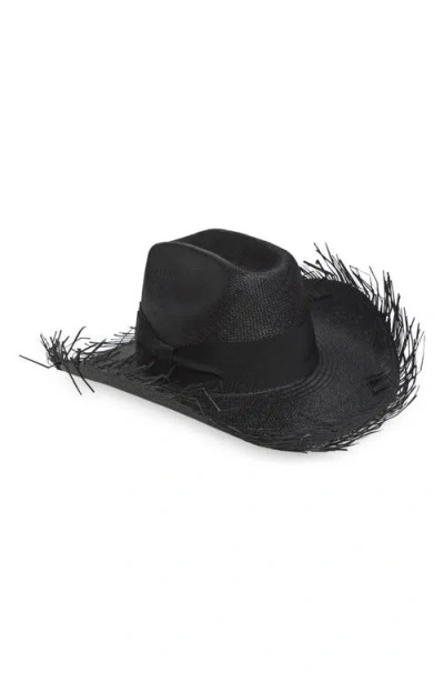 René Mantilla, New York Fringe Toquila Palm Straw Cowboy Hat In Black