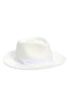 René Mantilla, New York Handwoven Straw Fedora In White