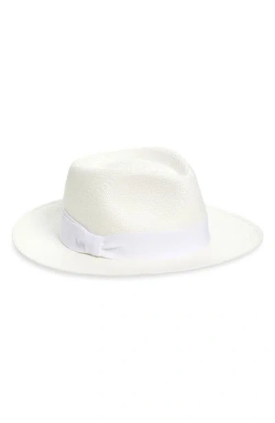 René Mantilla, New York Handwoven Straw Fedora In White