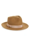 René Mantilla, New York Maison Wool Felted Fedora In Camel