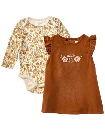 Rene Rofe Kids' 2pc Corduroy Jumper Dress & Bodysuit Set In Brown