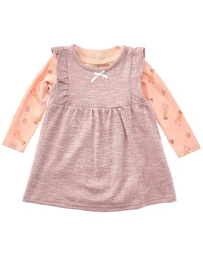 Rene Rofe René Rofé 2pc Marled Terry Jumper Dress & Bodysuit Set In Pink