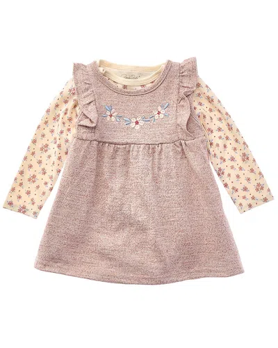 Rene Rofe Babies' René Rofé 2pc Marled Terry Jumper Dress & Bodysuit Set In Multi