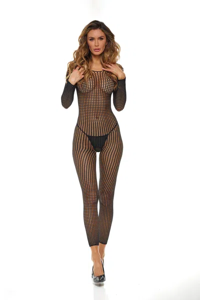 Rene Rofe Crotchless Bodystocking - One Size - Black