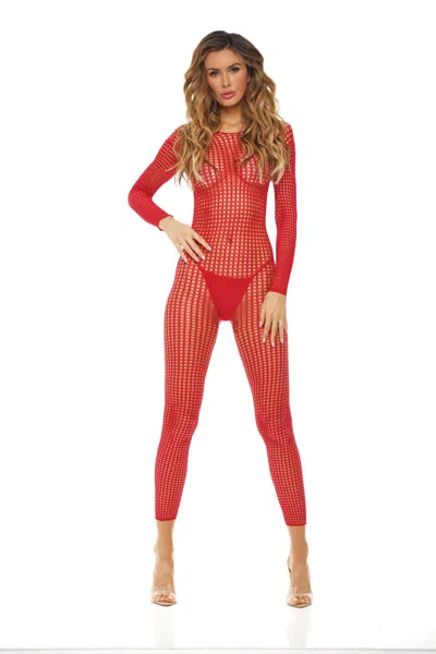 Rene Rofe Crotchless Bodystocking - One Size - Red In Multi