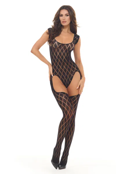Rene Rofe Diamond Hour Bodystocking Black - Os In Multi