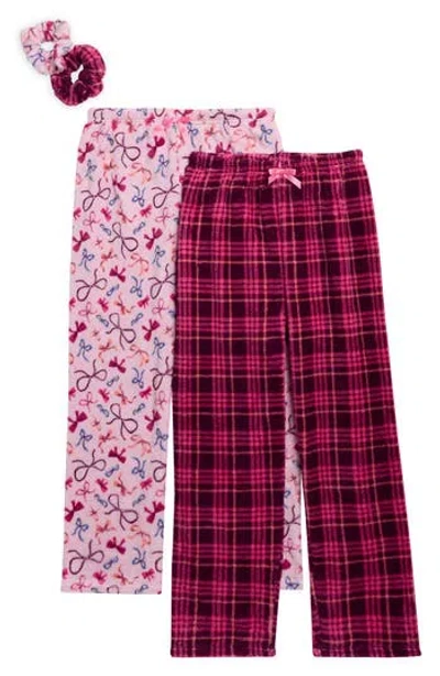 Rene Rofe Kids' 2-pack Fleece Pajama Pants & Scrunchies In Red