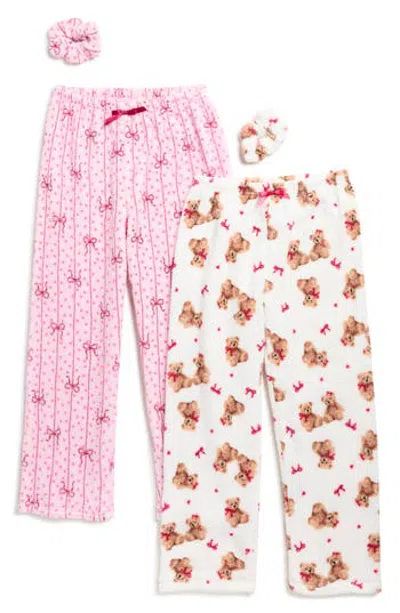 Rene Rofe Kids' 2-pack Fleece Pajama Pants & Scrunchies In Multi