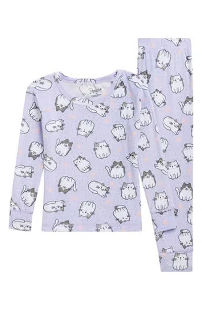 Rene Rofe Kids' Luxe Goals 2-piece Velour Pajama Set In Purple