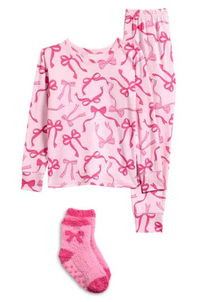 Rene Rofe Kids' Snuggle Up 3-piece Pajamas & Socks Set In Pink