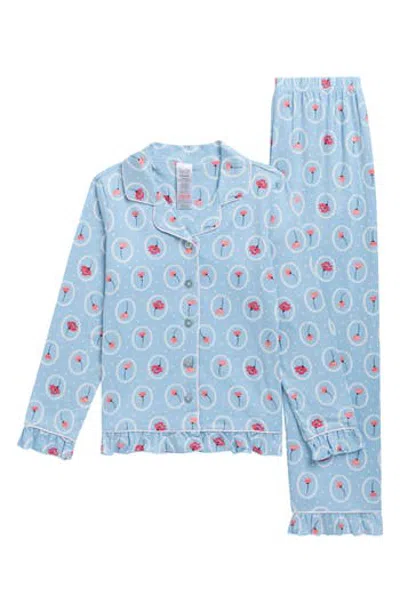 Rene Rofe Kids' Warm And Fuzzy 2-piece Pajamas In Blue Grnd Flor