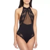 Rene Rofe The Yasmeen Womens Round Neck Sleeveless Bodysuit In Black