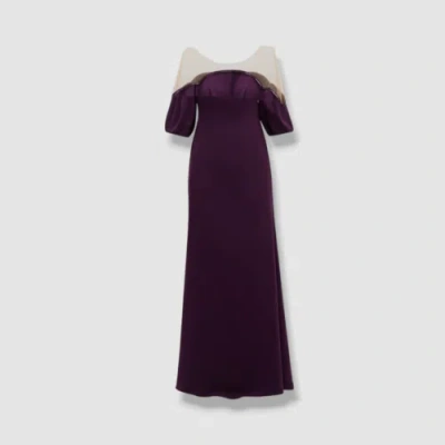 Pre-owned Rene Ruiz $1295  Women's Purple Mesh Illusion Crepe Gown Dress Size 4