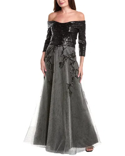 RENE RUIZ RENE RUIZ 3/4-SLEEVE TIERED GOWN
