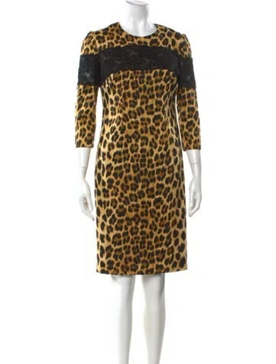 Pre-owned Rene Ruiz Animal Print Knee-length Dress In Black
