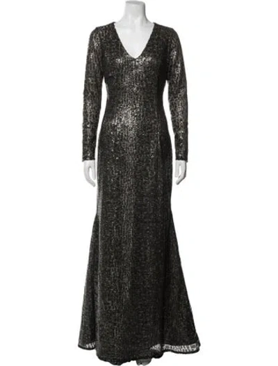 Pre-owned Rene Ruiz Animal Print Long Dress In Black