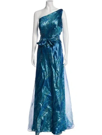 Pre-owned Rene Ruiz Animal Print Long Dress W/ Tags In Blue