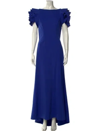 Pre-owned Rene Ruiz Bateau Neckline Long Dress In Blue