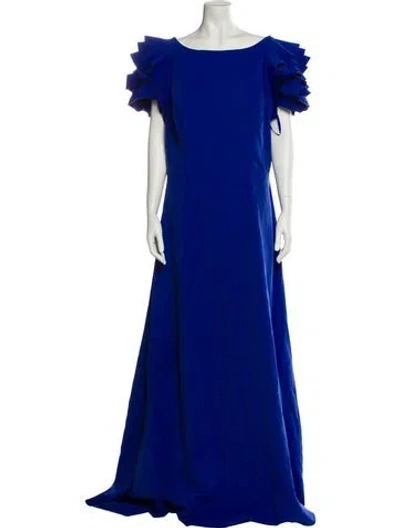 Pre-owned Rene Ruiz Bateau Neckline Long Dress In Blue