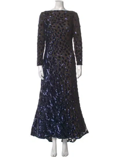 Pre-owned Rene Ruiz Bateau Neckline Long Dress In Blue