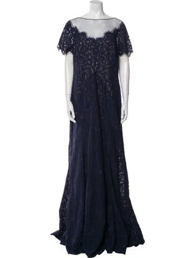 Pre-owned Rene Ruiz Bateau Neckline Long Dress W/ Tags In Blue