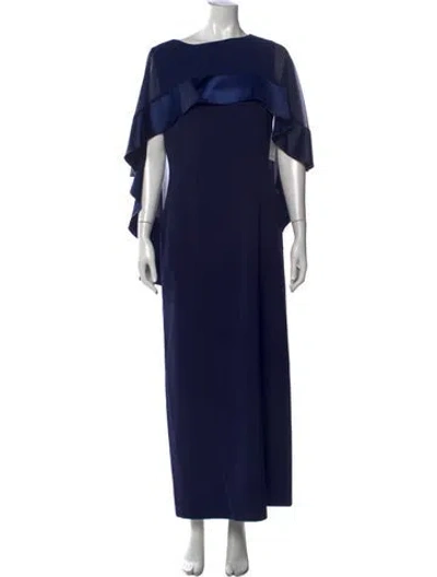 Pre-owned Rene Ruiz Bateau Neckline Long Dress W/ Tags In Blue