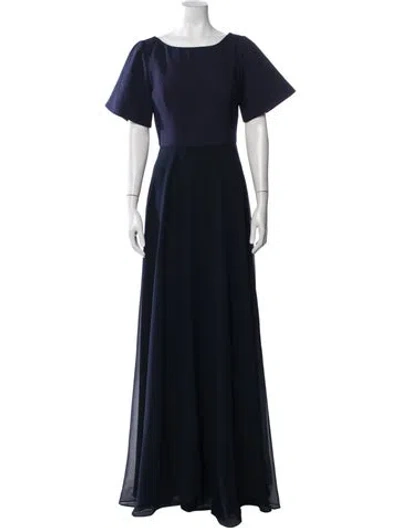Pre-owned Rene Ruiz Bateau Neckline Long Dress W/ Tags In Blue