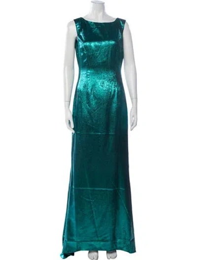 Pre-owned Rene Ruiz Bateau Neckline Long Dress W/ Tags In Green