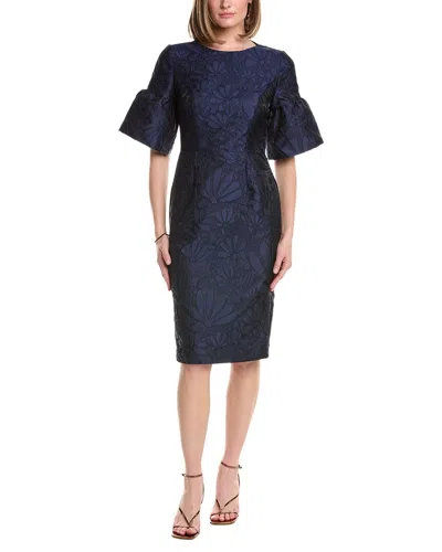 Rene Ruiz Bell Sleeve Bodycon Sheath Dress In Blue