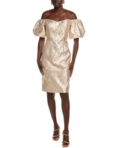 Rene Ruiz Brocade Cocktail Dress In Metallic