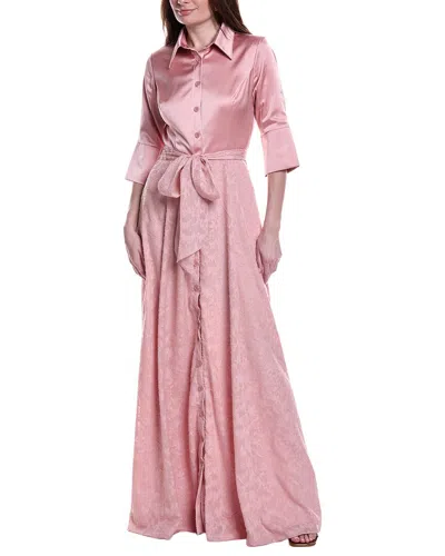 Rene Ruiz Brocade Shirt Gown In Pink