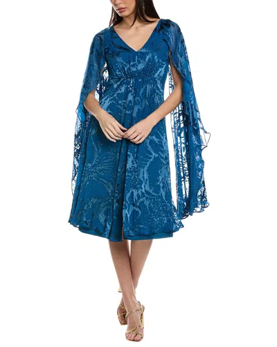 Rene Ruiz Burnout Cocktail Dress In Blue