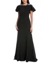 Rene Ruiz Capelet Sleeve Column Gown In Black
