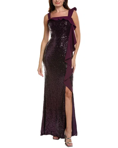 Rene Ruiz Cascade Gown In Burgundy