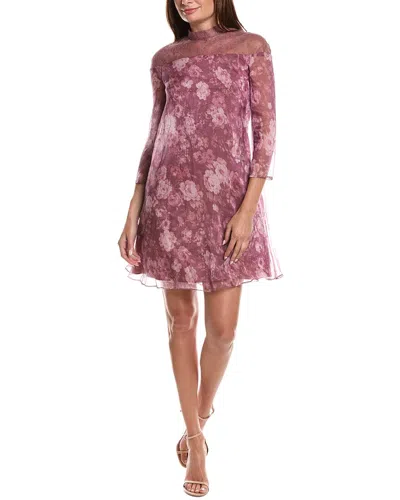Rene Ruiz Chiffon Band Collar Trapeze Gown In Multi