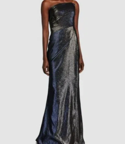 Pre-owned Rene Ruiz Collection $1695  Women's Gray Draped Strapless Gown Dress Size 14
