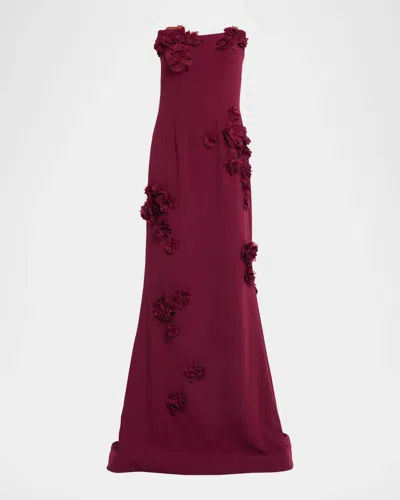 Rene Ruiz Collection Strapless Floral Applique Trumpet Gown In Multi