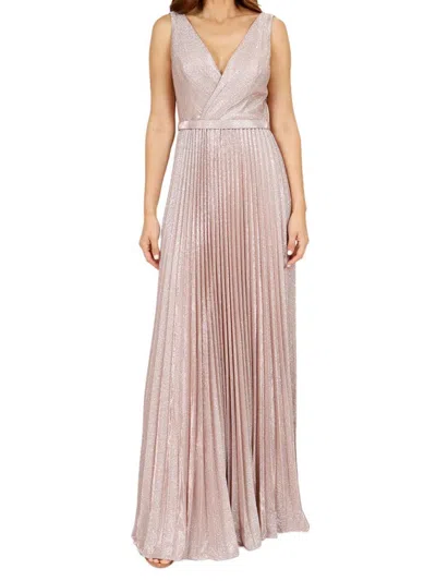 Rene Ruiz Collection Women's Accordion Pleat Glitter Gown In Blush