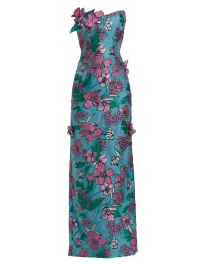 Rene Ruiz Collection Women's Appliquéd Floral Brocade A-line Gown In Neutral