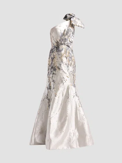 Rene Ruiz Collection Women's Brocade One-shoulder Mermaid Gown