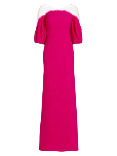 Rene Ruiz Collection Women's Crepe Illusion Gown In Pink