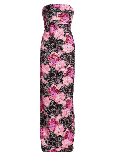 Rene Ruiz Collection Women's Embellished Floral Strapless Column Gown In Multi